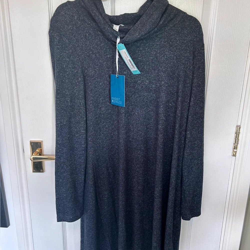 Market & Spruce Navy Cowl Neck Dress